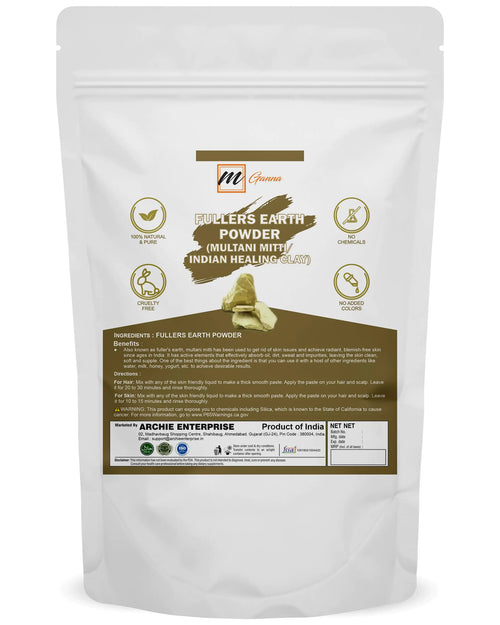 mGanna 100% Pure Natural 2 Lbs Bulk Pack Purified Multani Mitti Mud | Fullers Earth Clay Powder Cosmetic Grade | Natural Face Mask 2 Pounds / 908 GMS